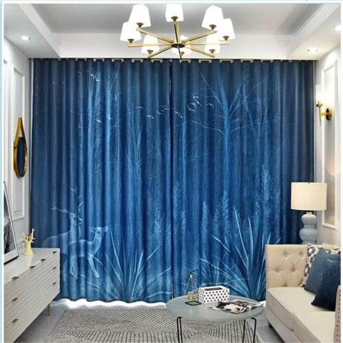 Customized curtains simple green plants curtains small fresh living room bedroom Decoration curtains