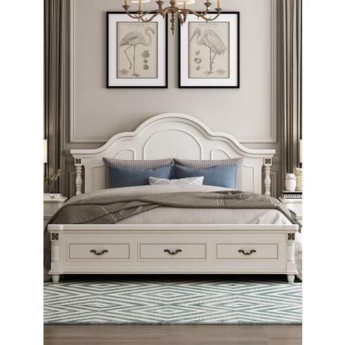 American type European type double bed master bedroom modern contracted wedding bed wood furniture princess bed 1.8 meters