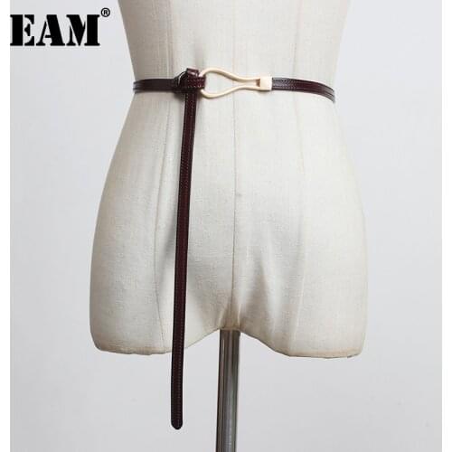 [EAM] Pu Leather Black Multicolor Long Irregular Belt Personality Women New Fashion Tide All-match Spring Autumn 2021 1DD0959