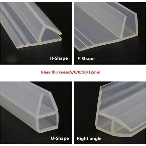F/H/U-Shape Bath Shower Screen Door Window Seal Strip Gap Weatherstrip Curved Flat Rubber,For5/6/8/10/12mm Thickness