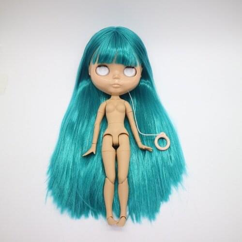 Without eyes chips joint body Nude blyth doll for DIY tan skin green hair