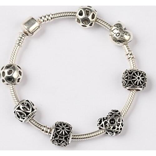 Leabyl Simle Vogue Silver Color Heart Ball Diy Bead Men Women Bracelet Best Coule Charm Bracelet ulsera areja