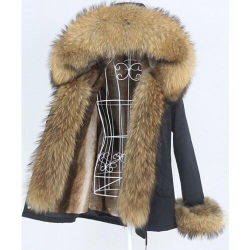 MENINA BONITA 2021 Winter Jacket Women Short Waterproof Parka Real Fur Coat Natural Raccoon Fur Collar Hood Removable Outerwear