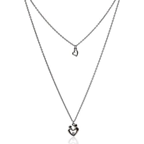 Fashion Parent-child Pendant Necklace Heart-shaped Black Color Double-layer Necklace Alloy Jewelry Mother Baby Mothers Day Gift