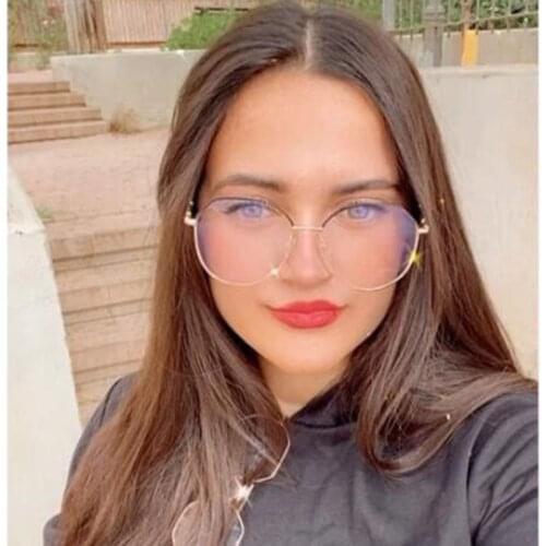 Fashion Women Polygonal Glasses Vinrage Metal Frame Eyeglasses Brand Designer Anti Blue Blocking Glasses Optical Spectacles