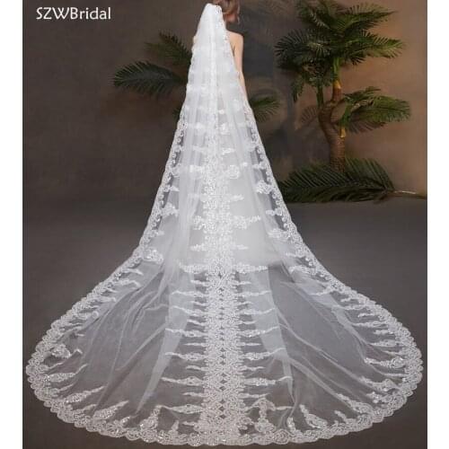 New Arrival Handmade Wedding Veils Lace Sequins Bridal Veil Wedding Accesorios Bridal Headwear Novia Velos Welon With Comb