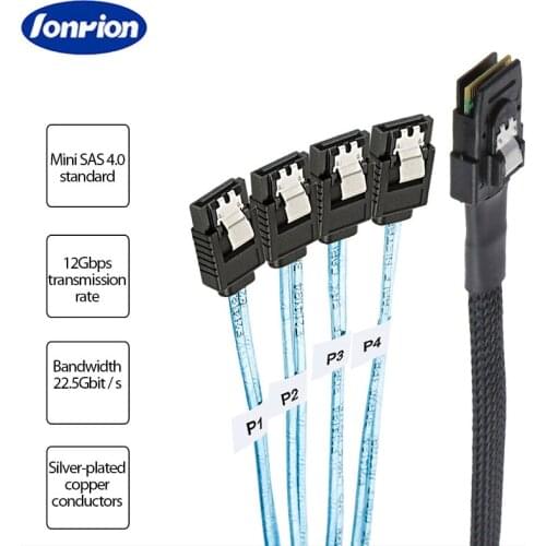 Mini SAS To SATA Adapter Converter Mini SAS SFF-8087 To 4SATA SAS 36P To 4SATA3.0Straight Head Solid State Drive Data Cable