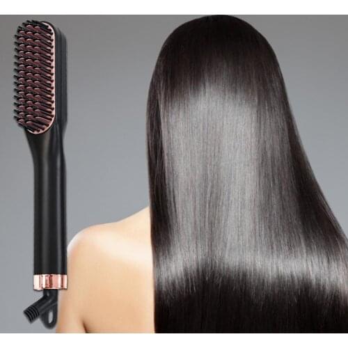 Beard Straightener Comb Professional Silky Hair Ceramic Iron Portable Frizz-Free Silky Electric Straightening Comb for Men Comb