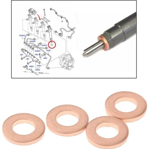 Fuel Injector Seal Copper Washer 4pcs for Ford Transit MK7 2.2 2.4 3.2 2006 Copper Washer