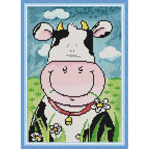 Everlasting Love Big Mouth Cow Ecological Cotton Chinese Cross Stitch Kits Counted Stamped 14 11CT Holiday Gift Send Off Family