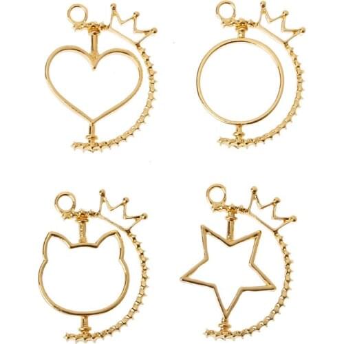 Rotating Flame UV Resin DIY Keychain Pendant Open Bezel Setting Jewelry Making