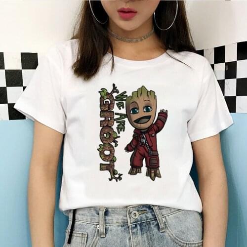 Funny Wooden Man Cartoon Tshirt Kawaii I Am Groot Women Tee New Style Hip Hop Style Female Streetwear Vintage Aesthetic Clothes