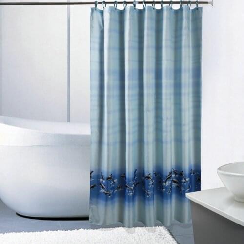 Shower Curtain Dolphin Printed Fabric Mildew Resistant Waterproof Bath Curtains for Bathroom 12pcs Hooks