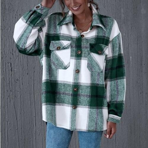 Pdfmily Green Plaid Long Coat Jacket Women Autumn Winter Warm Overcoat Single Breasted Pocket Casual Coat High Quality Outwear