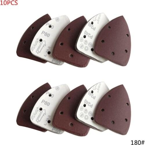 10pcs Triangle Back Velvet Sandpaper With Hole Flocking Sandpaper Grit40-400