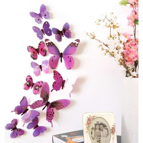 12Pcs Butterflies Wall Sticker Decals Stickers on the wall Festival Home Decorations 3D Butterfly PVC Wallpaper for living room