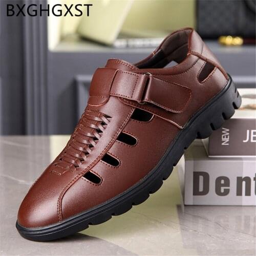 Designer Men Sandals Leather Formal Dresses Summer Shoes Mens Sandals Genuine Leather Gladiator Sandals for Men Dress Shoes 2020