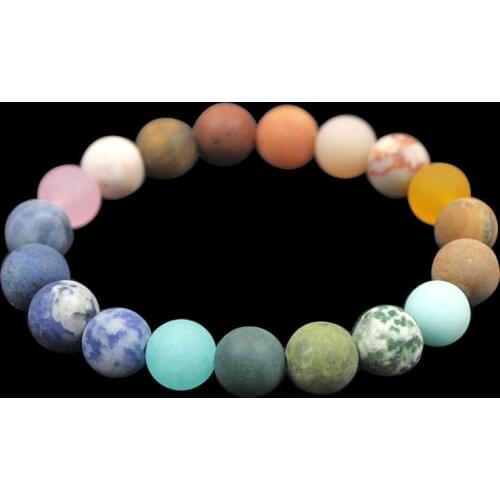 10mm Planets Universe Galaxy Solar System Bracelet Matte Colorful Healing Beads Reiki Buddha Prayer Natural Stone Yoga Bracelet