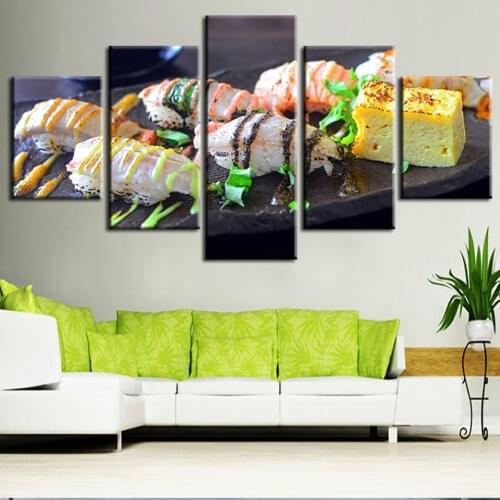 Decor HD Print Pictures Painting Wall Art Poster 5 Piece Delicious Sushi Food Modern Canvas Living Room Frame Home Decor