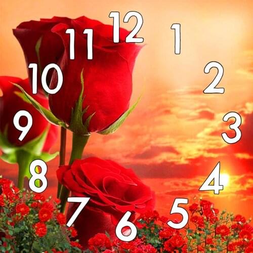 Dpsprue 5D Diamond Painting Kit With Clock Cross stitch Full Square Round Diamond Embroidery Mosaic Cute Flower Gift