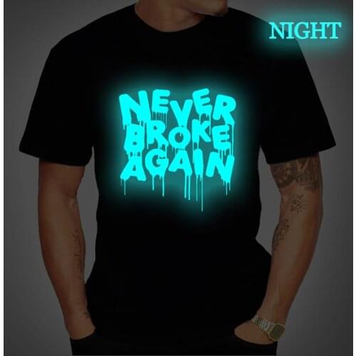 Men Never Broke Again Graphic T Shirt Harajuku Male/Female Aesthetic Tshirt Women T-shirt Hip Hop Tee Tops Streetwear Luminous