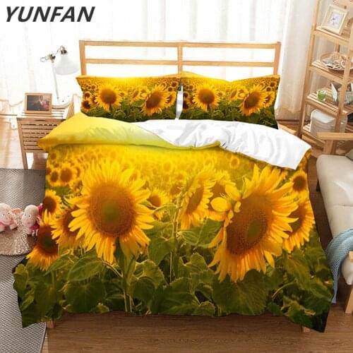 Sunflower 3D Bedding sets twin full queen king Quilt Cover Pillow Case 3pcs single double duvet cover sets pastoral bedclothes