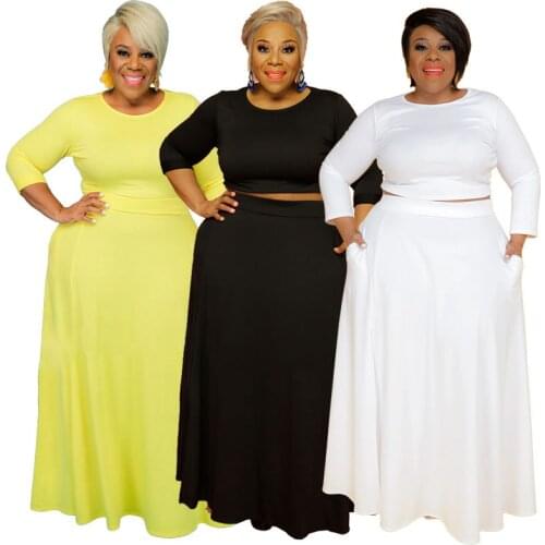 Two Piece Sets Women Autumn Tracksuits High Waist Stretchy Sportswear Crop Tops and Skirts Matching Set Outfits Plus Size 5XL