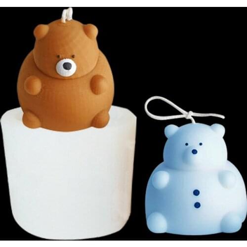 Korean 3d Bear Aromatherapy Candle Silicone Mold Fondant Cake Chocolate Mold Diy Baking Cake Decoration Resin Mold