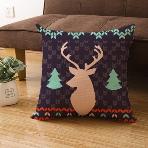 Linen Cushion cover Christmas Home decor interior Bedroom bed Pillow case personalized gift autumn pillows cushions covers 45x45
