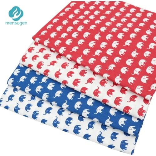 Mensugen 50cm*160cm 100% Cotton Cartoon Elephant Fabric for Quliting Baby Cribs Cushions Blanket Pillows Sewing Material
