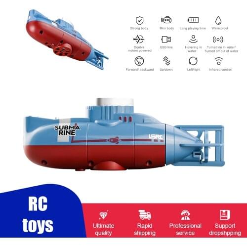 Mini RC Submarine 0.1m/s Speed Remote Control Boat Waterproof Diving Toy Simulation Model Gift for Kids Boys Girls New Year Gift