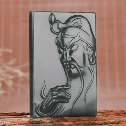 Natural He tian Jade Guan Yu Jade Pendant Jewelry Lucky Exorcise evil spirits Auspicious Amulet Jade Pendant Fine Jewelry