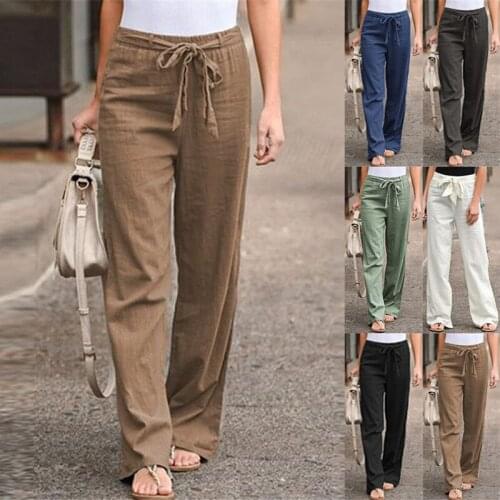 Newest Cotton Linen Pants Women Elegant Trousers Lady Formal Pants Plus Size S-3XL Famous Brand Design Cotton Trousers Popular