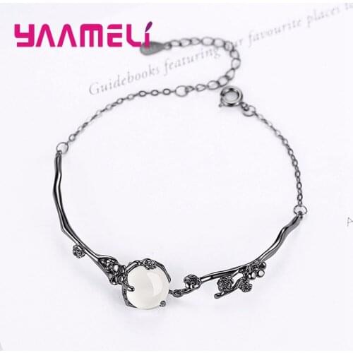 New Hot Womens Fashion Personality Creative Plum Bracelet Womens Crystal Zircon Wedding 925 Sterling Silver Party Jewelry