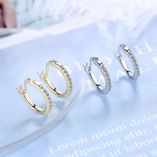 New Arrival 925 Sterling Silver Big Hoop Earrings for Women Clear Zircon Gold Silver Earring Bridal Wedding Fashion Jewelry Gift