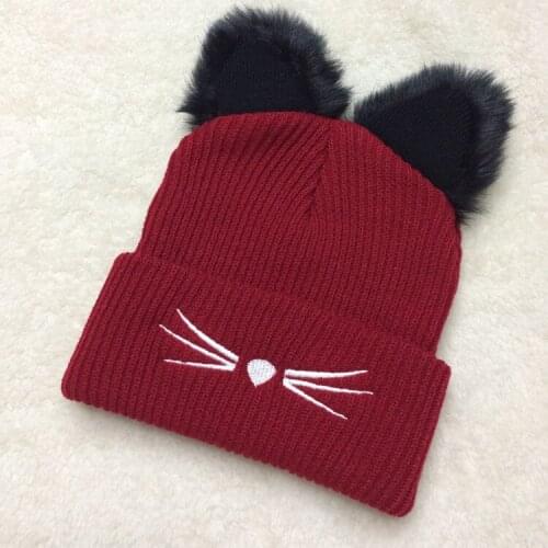 Warm Hat Female Winter Wool Hat Korean Fashion Joker Cute Sweet Knit Hat Cat Ears Outdoor Wind Hat Hot