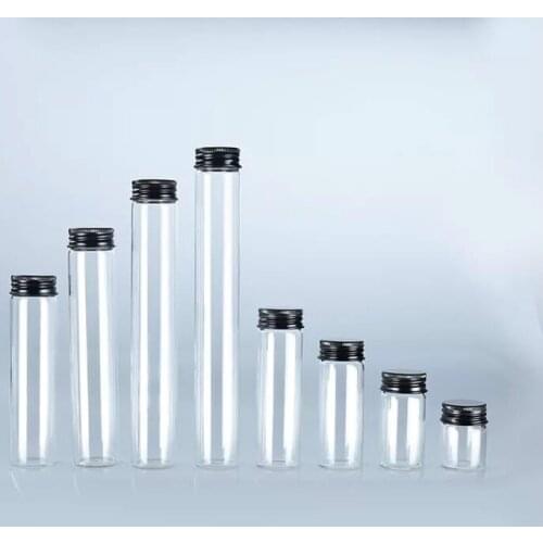 1PCS 15/30/40/50/60/80/100/110ml Glass Bottles Vials Jars with Black Screw Cap DIY Wedding Home Decor Storage Spice Bottles Jars