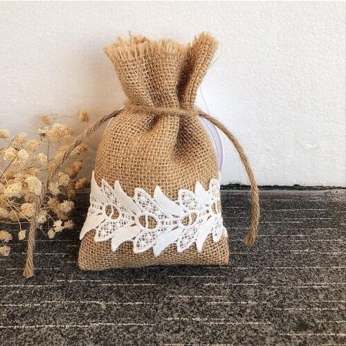 Cany Bags Wedding Gifts Faovr Bags Lace Burlap Bag Engagement / Anniversary / Birthday Party Supplies 50pcs/lot
