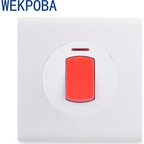 WEKPOBA Dimmer FAN Regulator Wall Switch 20A 45A Switch With Neon PC Panel For Water Heater On / Off For Air Conditioner White