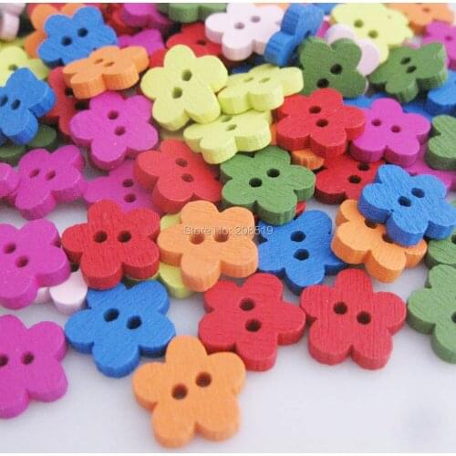 WBNAKE 1/2" Little fleur Bouton Multicolors 200pcs kids buttons sewing accessories