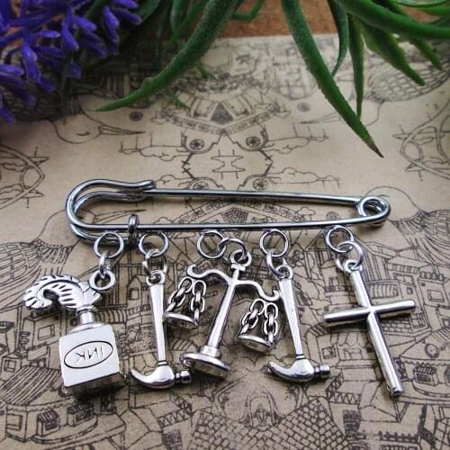 Lawyer notarization cross charm brooch silver plated charm brooch gift birthday