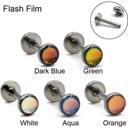 1 PC Flash Film Glitter Flat Back Labret Stud Ear Tragus Cartilage Helix Earring Fashion Body Piercing Jewelry