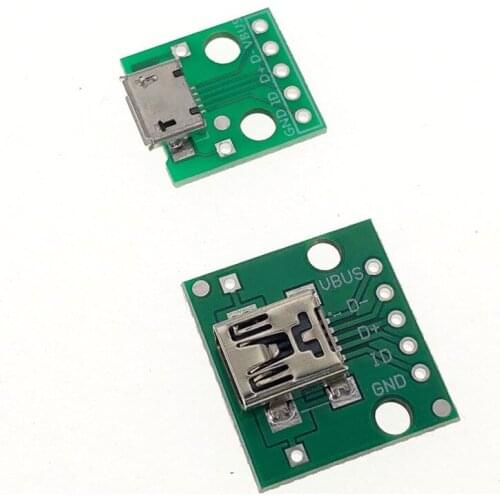 1PCS MINI Micro USB to DIP 2.54mm Adapter Connector Module Board Panel Female 5-Pin Pinboard 2.54mm Micro USB PCB Type Parts