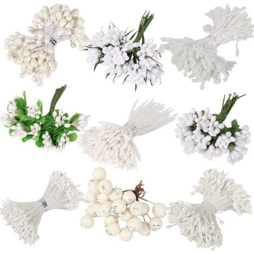 1 Packlet Hot Plastic Artificial Flower For Warm Home Decoration Limited Pearl Creamy-White Wedding Party New Year Adornment DIY