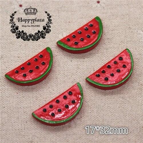 10pcs Kawaii Simulation Fruit Watermelon Resin Flatback Cabochon Food Art Supply Decoration Charm Craft DIY,17*32mm