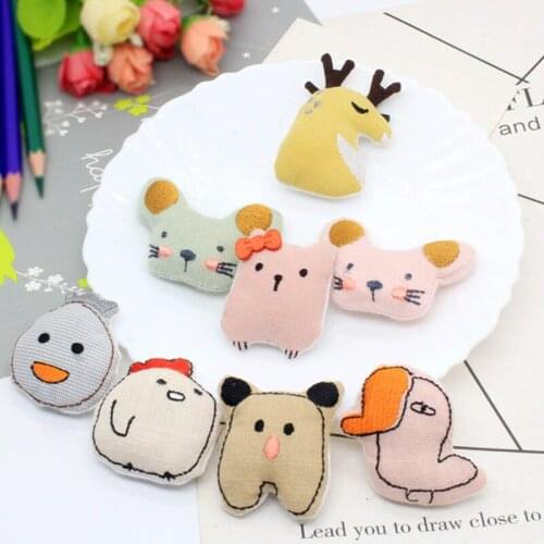 10pcs/lot Cartoon Fabric Patches DIY Cotton-filled Mouse/Deer Appliques Childrens Headwear Clothing Decoration Accessories