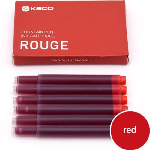 12pcs Large Capacity Ink Cartridge Kaco Long Style Portable Fountain Pen Ink Cartridges Red Blue Dark-blue Black School Supplies
