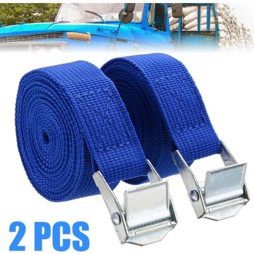 2pcs 2.5M Buckle Tie-Down Belt Cargo Straps with Metal Buckle Tow Rope Strong Ratchet Belt for Car Motorcycle Bike