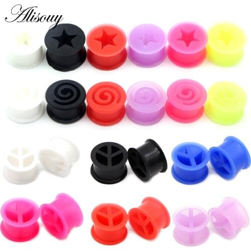 2PCS Silicone Ear Gauges Plugs And Tunnels Star Dilataciones Oreja Piercing Ear Spirals Plug Expander Stretcher Piercing Orelha