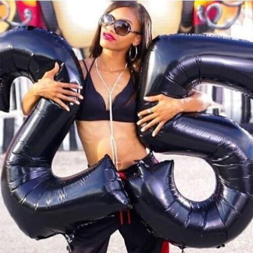 40&32'' Black Number Balloon foil balloons 0 1 2 3 4 5 6 7 8 9 Black Birthday Anniversary celebration Baby Shower party balloons